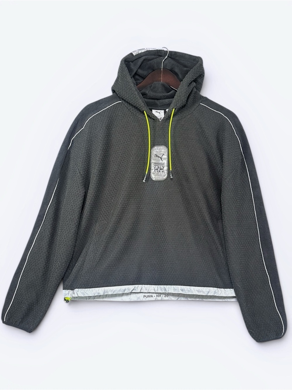 Puma x Helly Hansen Hoodie Women's M Black Cropped Reflective Tech‎ Polar Fleece